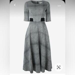 Goat Midi Dress blue black white check pattern dress Size 10 NWOT